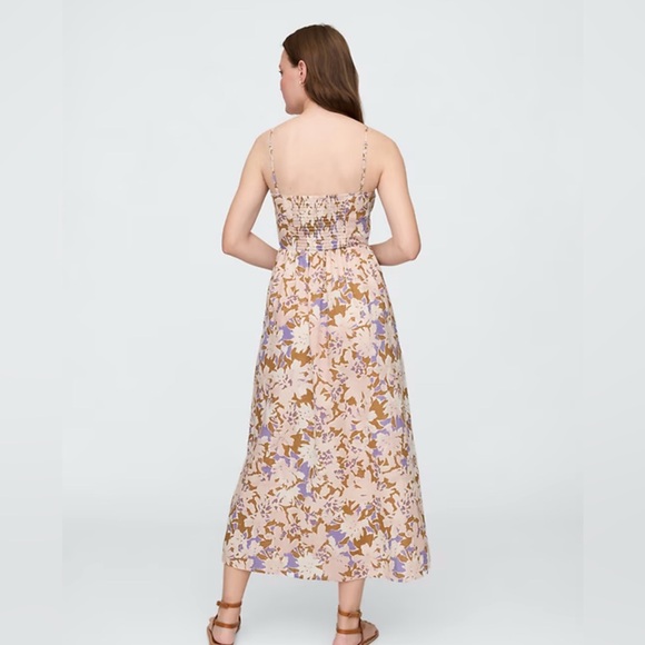 Gap Floral Linen-Blend Dip-Waist Midi Dress Sz L - Picture 5 of 15